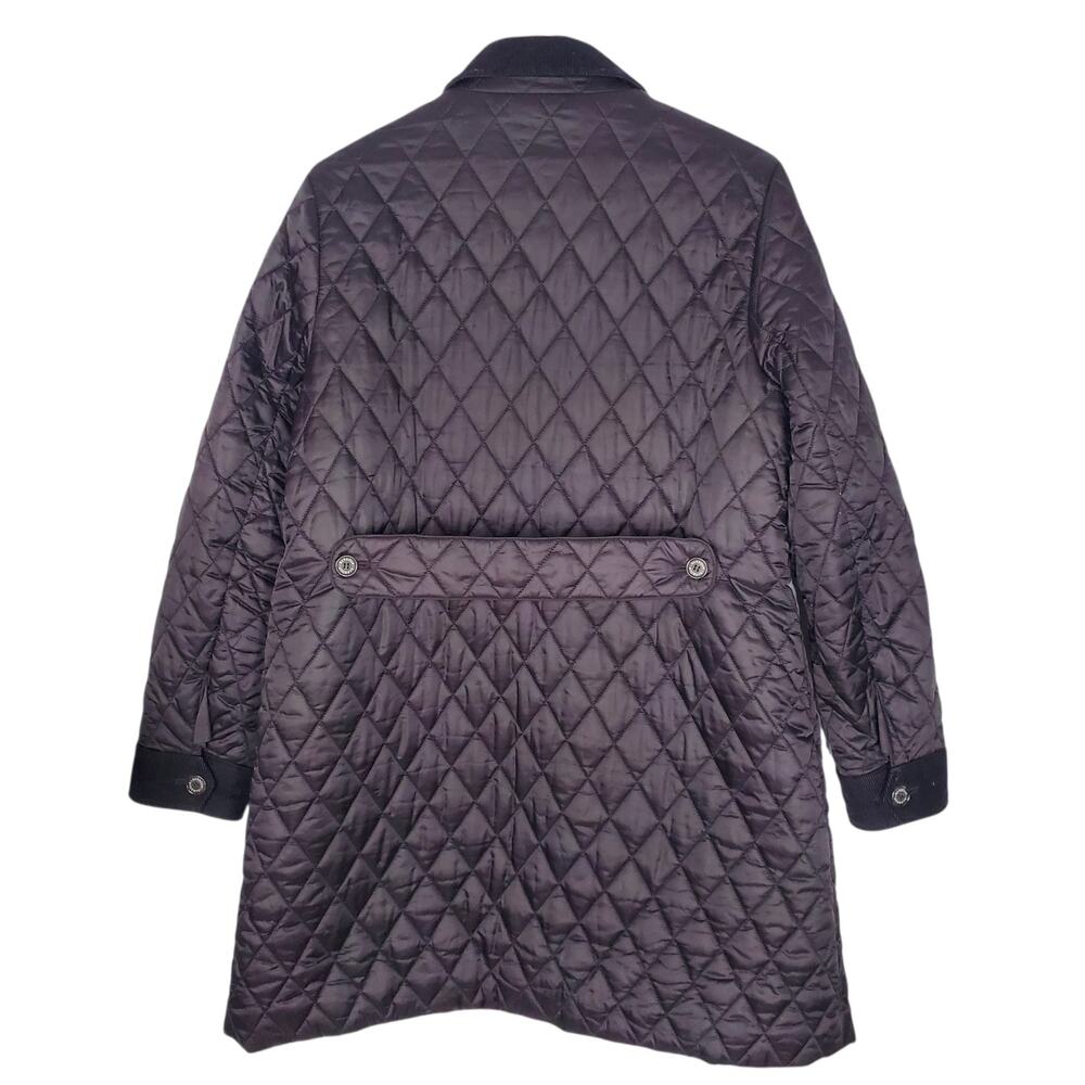 Barbour Constable Quilted Longline Barn Jacket Chore Coat Black Lined Size US 10 - Picture 2 of 12